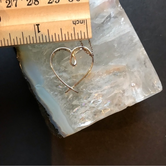 Sterling Silver Heart Necklace Engraved in Cursive “May Happiness Touch Your…” - Picture 8 of 10